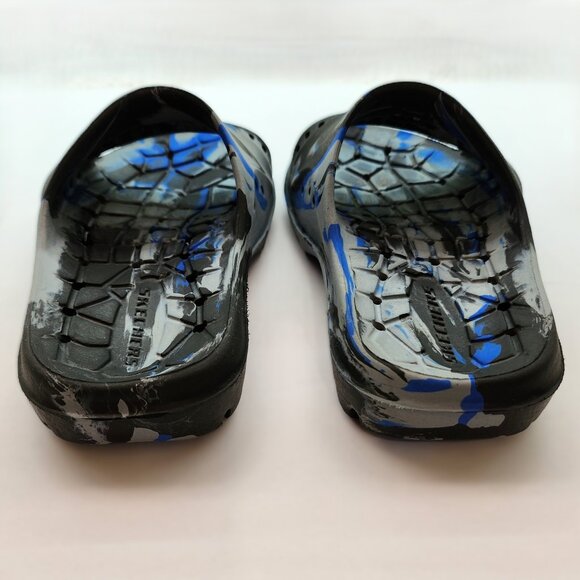 Kids Slip on Shoes/Slide Sandals in Black Grey & Blue - Picture 3 of 6